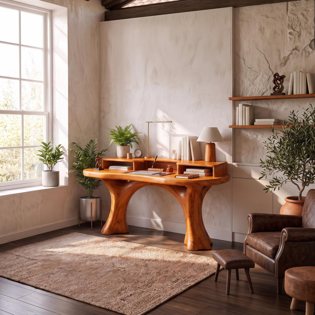 Minimalist Working Desk With Clean Frame And Natural Grain Surface For Office