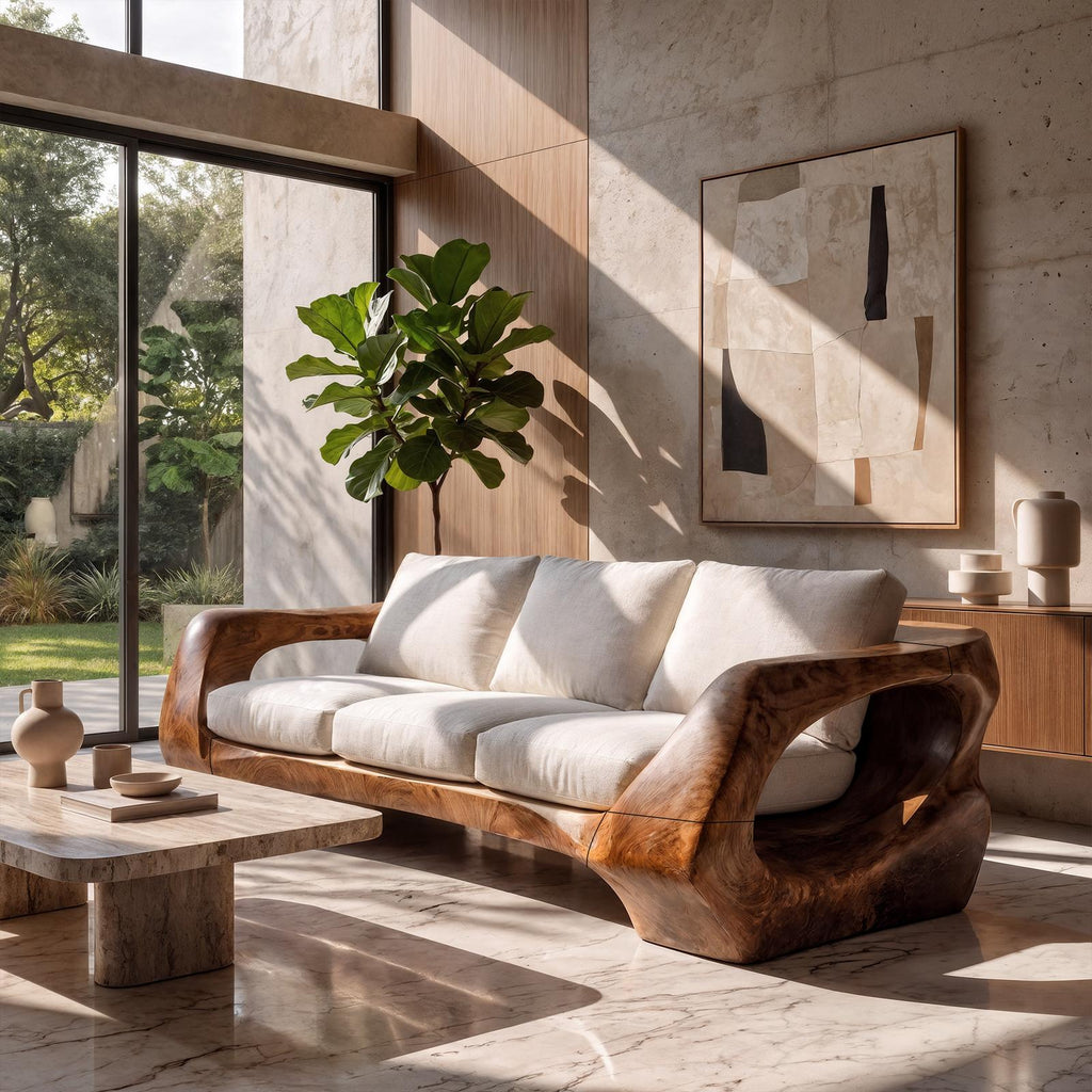 Natural Sculptural Sofa For Living Room And Lounge Area