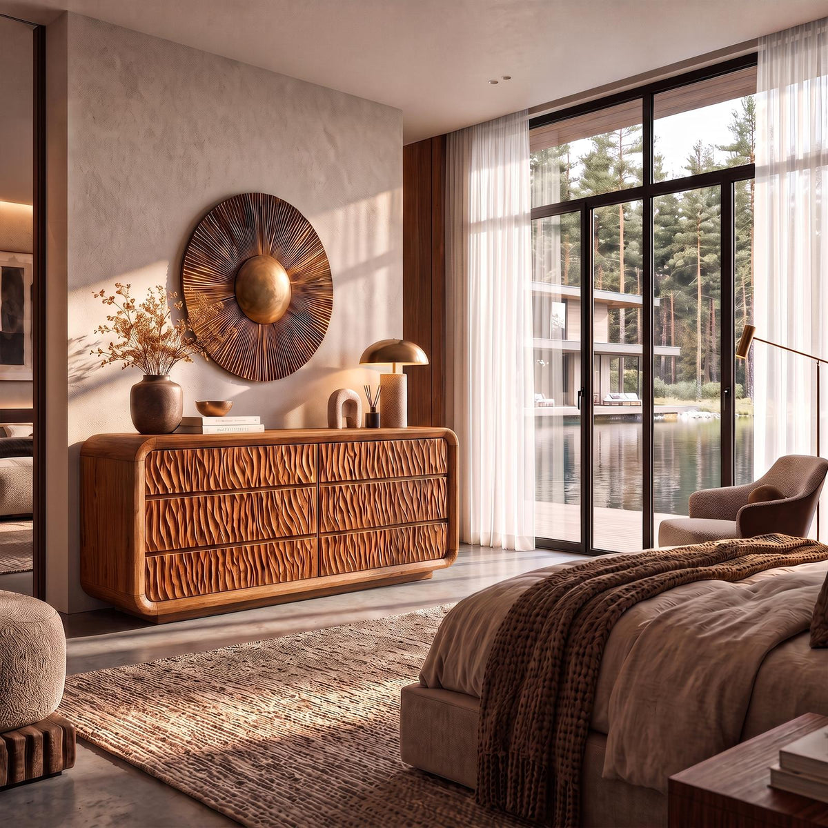Modern Bedroom Dresser With Soft Curved Edges And Simple Multi Drawer Design For Bedroom