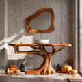 Rustic Halloween Wooden Bathroom Vanity With Branch Inspired Frame For Bathroom