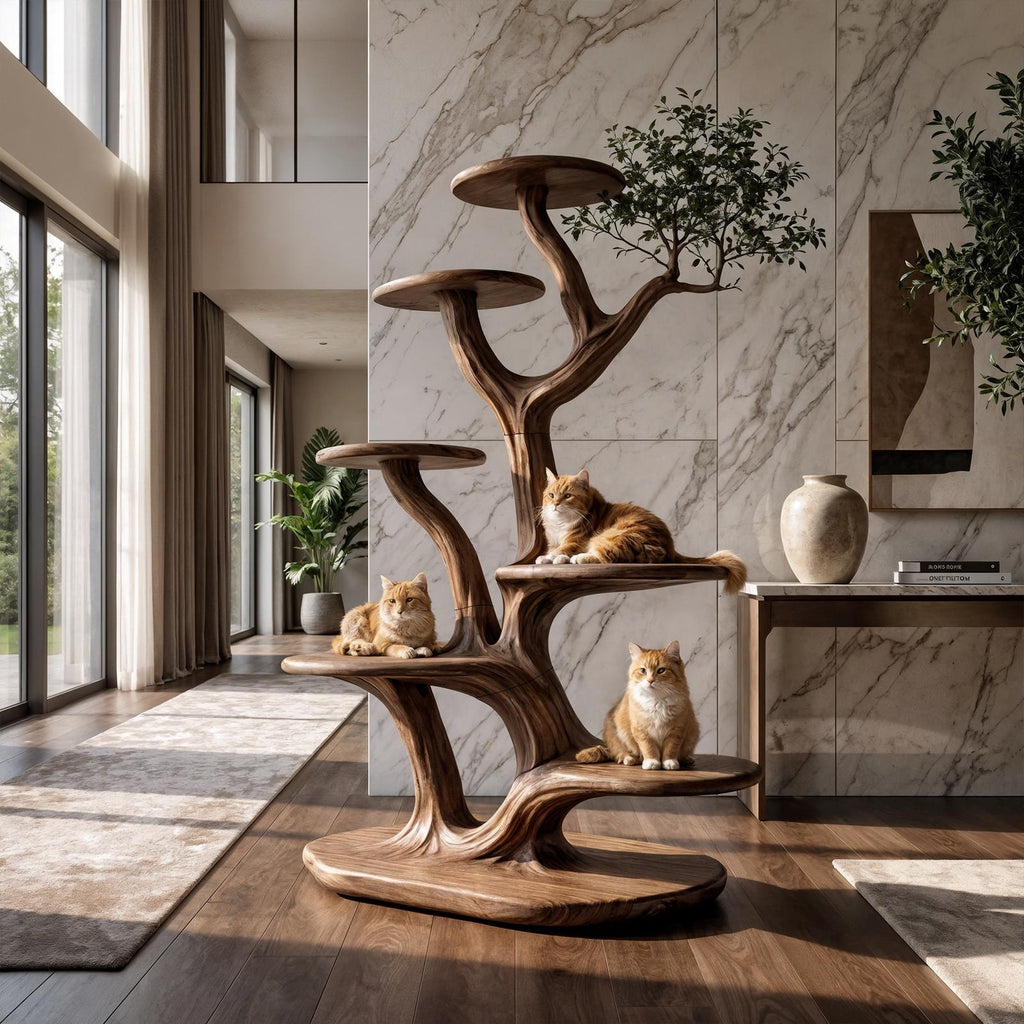Rustic Tree Cat Play Tower Artistic Living Room SINLKITT077