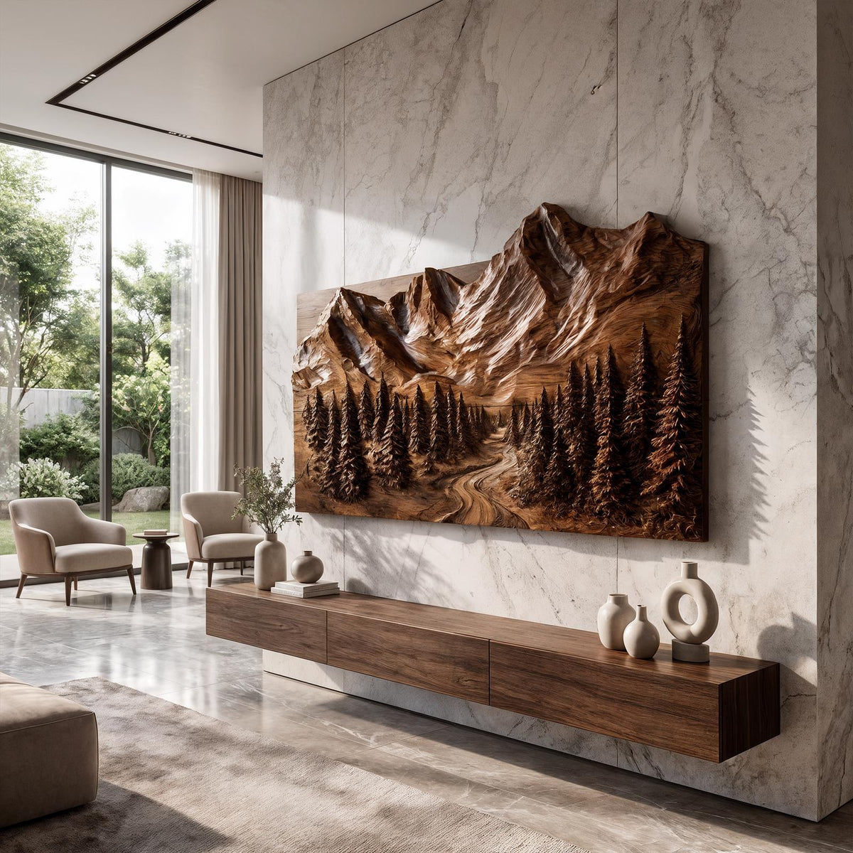 Sculptural Mountain Wall Art For Living Room SINLKIWA160