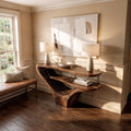 Rustic Modern Console Table, Solid Wood Narrow Entryway Sofa Table for Living Room & Foyer