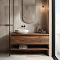 Spry Interior Mid Century Bathroom Vanity Cabinet, Solid Wood Single Washstand with Drawer for Small Space, Wall Mounted Floating SINLKIBRV202
