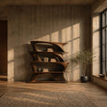 Organic Sculptural Bookshelf with Asymmetrical Open Shelves, Wooden Geometric Bookcase Display, Model
