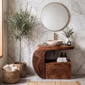 Spry Interior Modern Organic Wooden Bathroom Vanity with Storage Cabinet, Handcrafted Natural Wood Sink Console for Powder Room, SINLKIBRV303