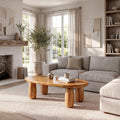 Natural Coffee Table With Organic Rounded Base For Living Room And Family Room SINLKICF421