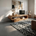 Scandinavian TV Cabinet, Solid Wood Low Profile Media Console Table, Modern Living Room TV Stand Unit
