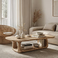 Organic Coffee Table With Sculptural Rounded Base For Living Room SINLKICF414
