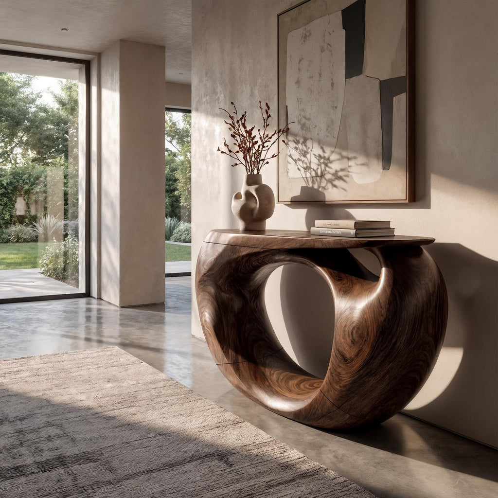 Console Table Organic Hollow Base Design For Entryway SINLKICS682