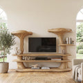 Organic Mushroom TV Stand, Sculptural Solid Wood Entertainment Center, TV Console Media Cabinet for Living Room