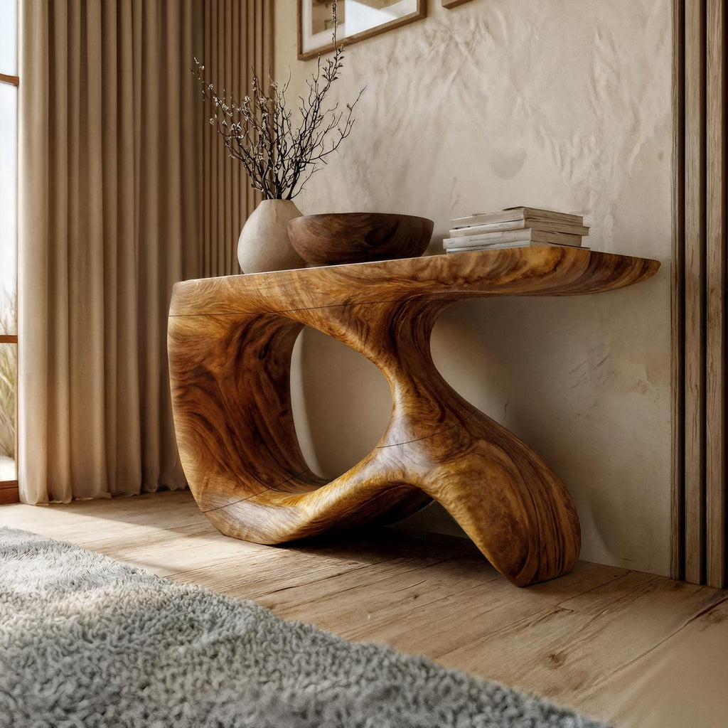 Modern Minimalist Console Table, Solid Wood Narrow Entryway Sofa Table for Hallway & Foyer Decor