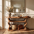 Scandinavian Console Table, Solid Wood Mid-Century Modern Sofa Table for Living Room & Entryway