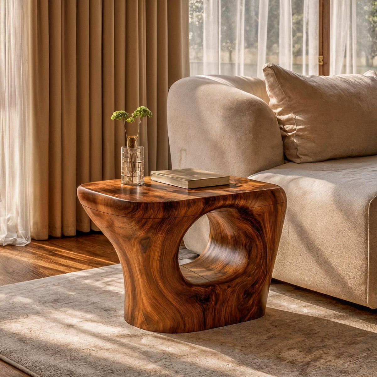 Rustic Beside Table, Handcrafted Solid Wood Bedroom Nightstand & Living Room Accent End Table