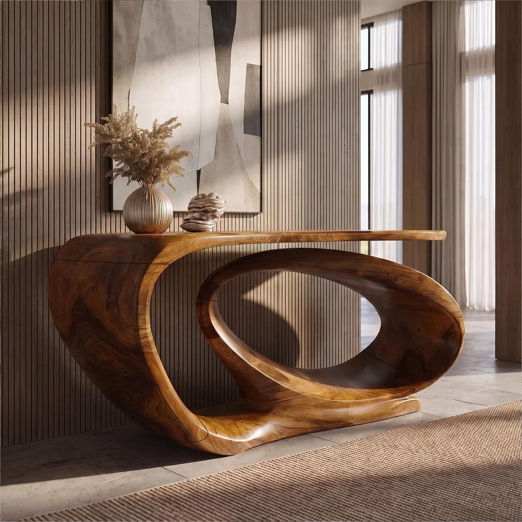 Console Table Sculptural Open Loop Base For Entryway Foyer Hallway SINLKICS687
