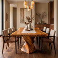 Spry Interior Sculptural X Base Dining Table, Handcrafted Solid Wood Kitchen & Dining Room Table, Architectural Design, SINLKIDT166