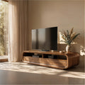 Rustic TV Cabinet, Solid Wood Media Console credenza with Storage Cabinets for Living Room