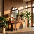 Rustic Tree Root Console Table, Solid Wood Natural Slab Entryway Sofa Table for Foyer & Hallway