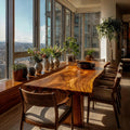 Rustic Live Edge Dining Table, Solid Wood Natural Slab Kitchen & Dining Room Table, Farmhouse Design