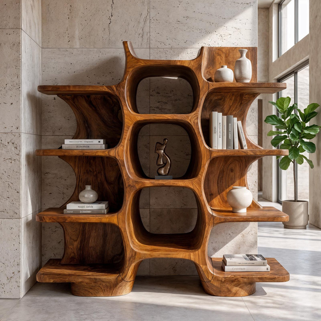 Minimalist Bookshelf Handcrafted Solid Wood Shelves For Home Office