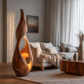 Nature-Inspired Floor Lamp with Sculptural Solid Wood Form, Artistic Standing Corner Light
