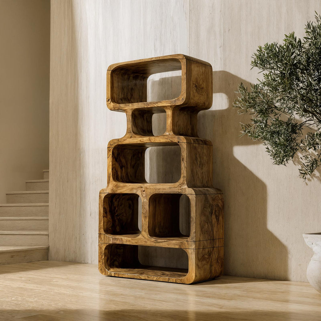 Modern Bookshelf Handcrafted Solid Wood Design For Home Library