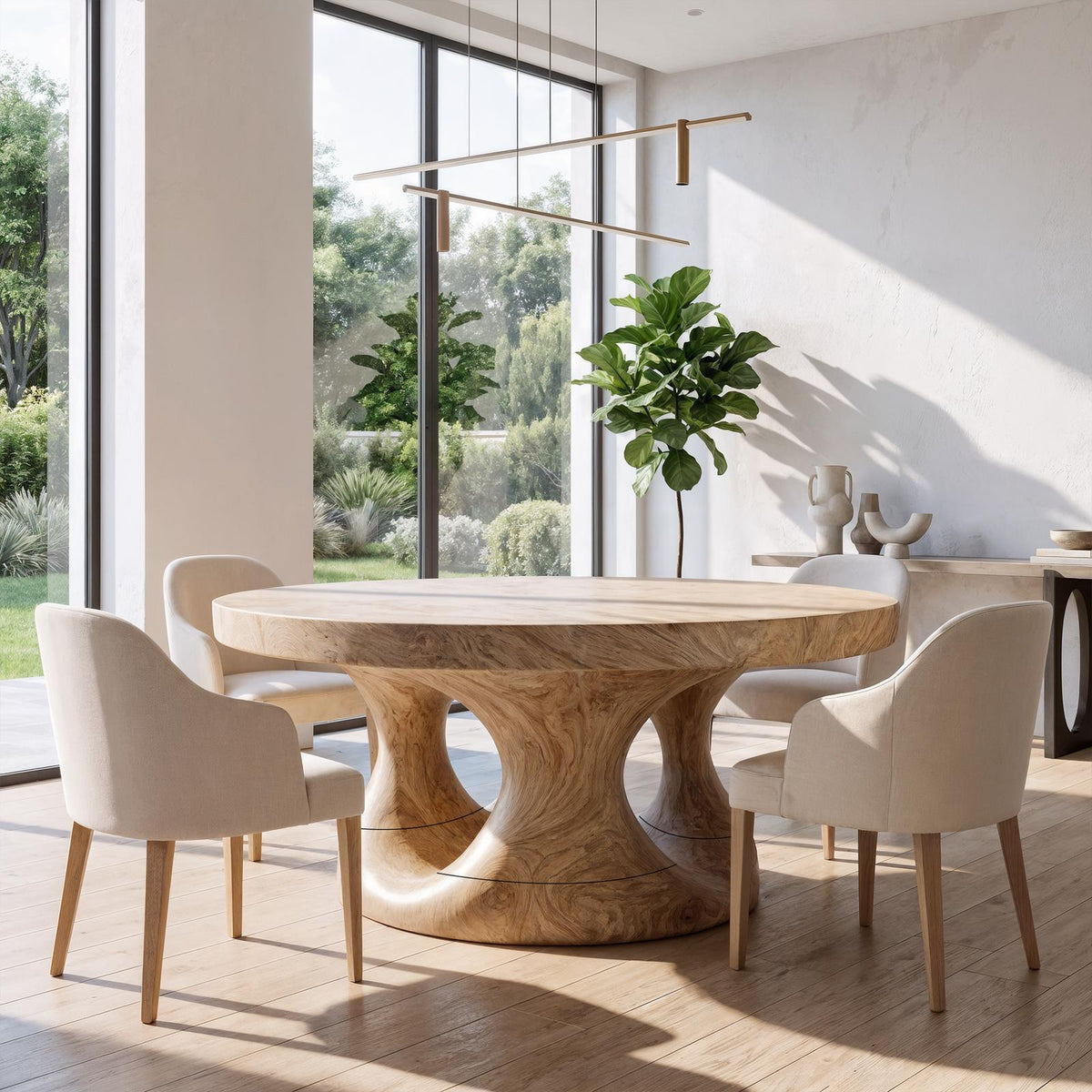 Organic Round Dining Table With Sculptural Tree Root Design For Dining Room And Kitchen SINLKIDN221