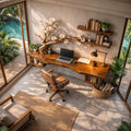 Organic Sculptural Floating Desk With Tree Branch Art For Home Office