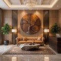 Round Tree Wall Decor, Circular Sculptural Wood Wall Art & Nature-Inspired Panel for Living Room
