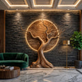 Organic Modern Tree Wall Art, 3D Sculptural Wooden Branch Statement Decor for Living Room