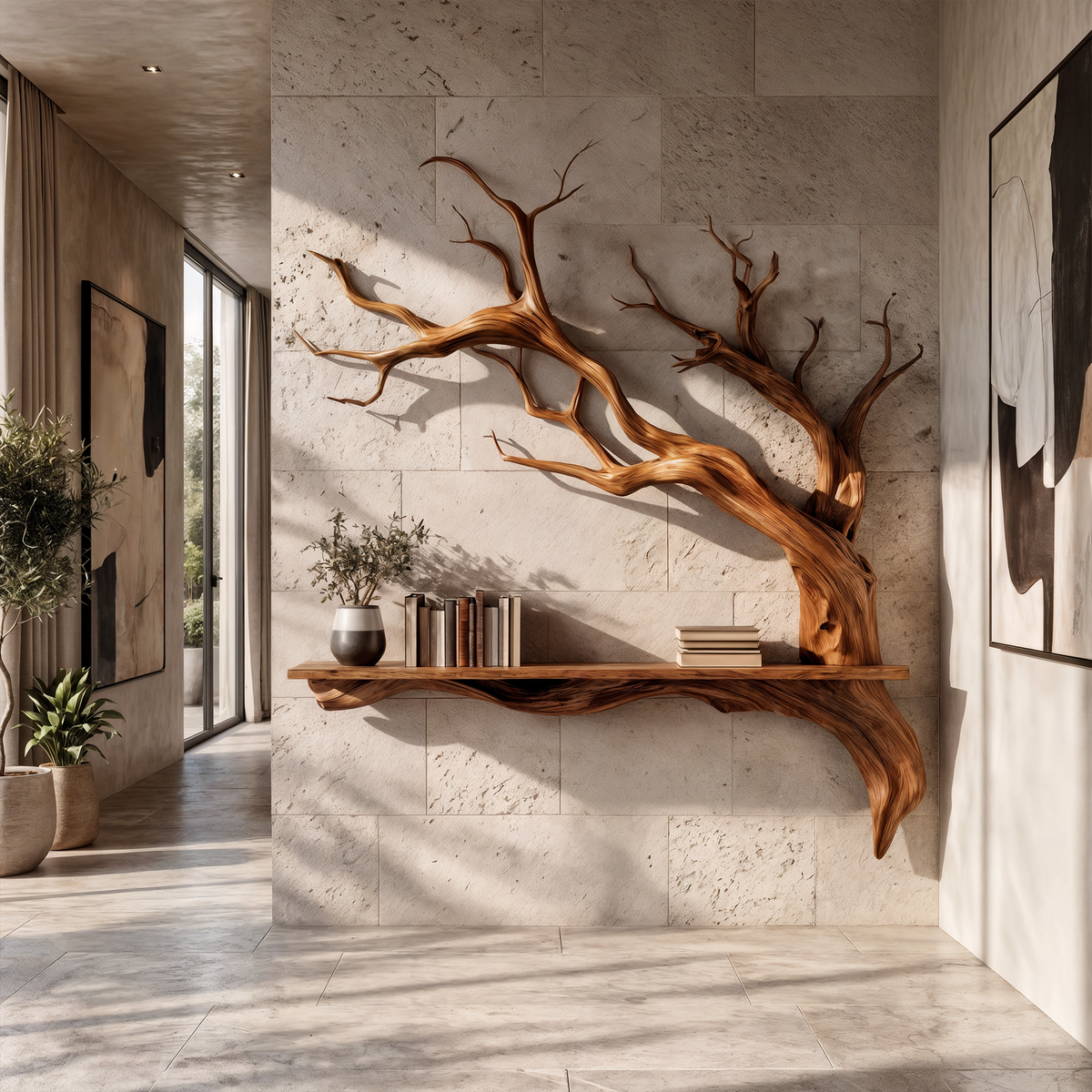 Rustic Tree Branch Wall Shelf Natural Artistic Home Decor