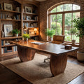 Organic Wooden Executive Desk, Large Handcrafted Writing Table for Home Office Study Room