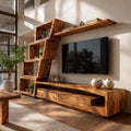 Organic Wood TV Cabinet with Artistic Open Shelving System & Modern Media Console Table for Living Room