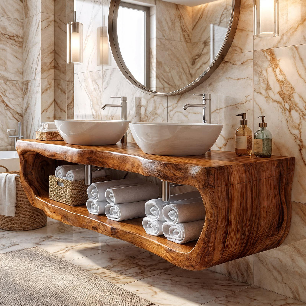 Organic Sculptural Bathroom Vanity Wall Mounted Towel Storage SINLKIBRV326