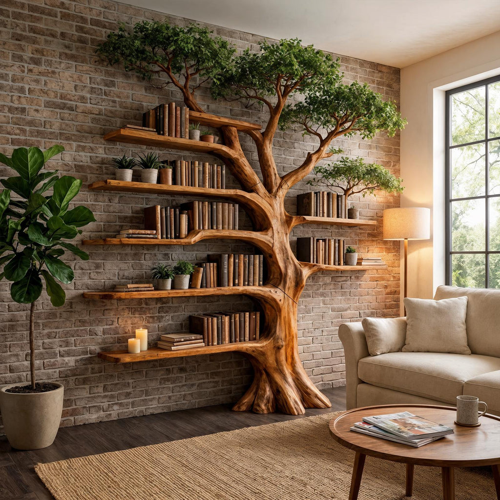 Nature Inspired Tree Display Bookcase Living Room