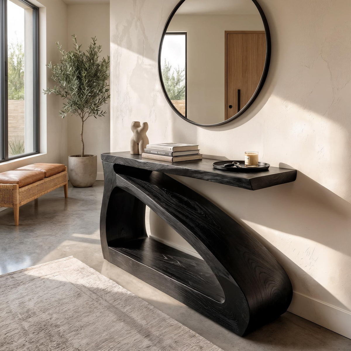 Modern Wooden Console Table, Solid Wood Narrow Entryway Sofa Table for Hallway & Living Room