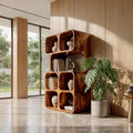 Statement Leaning Bookshelf Handcrafted Organic Wood Design For Modern Home