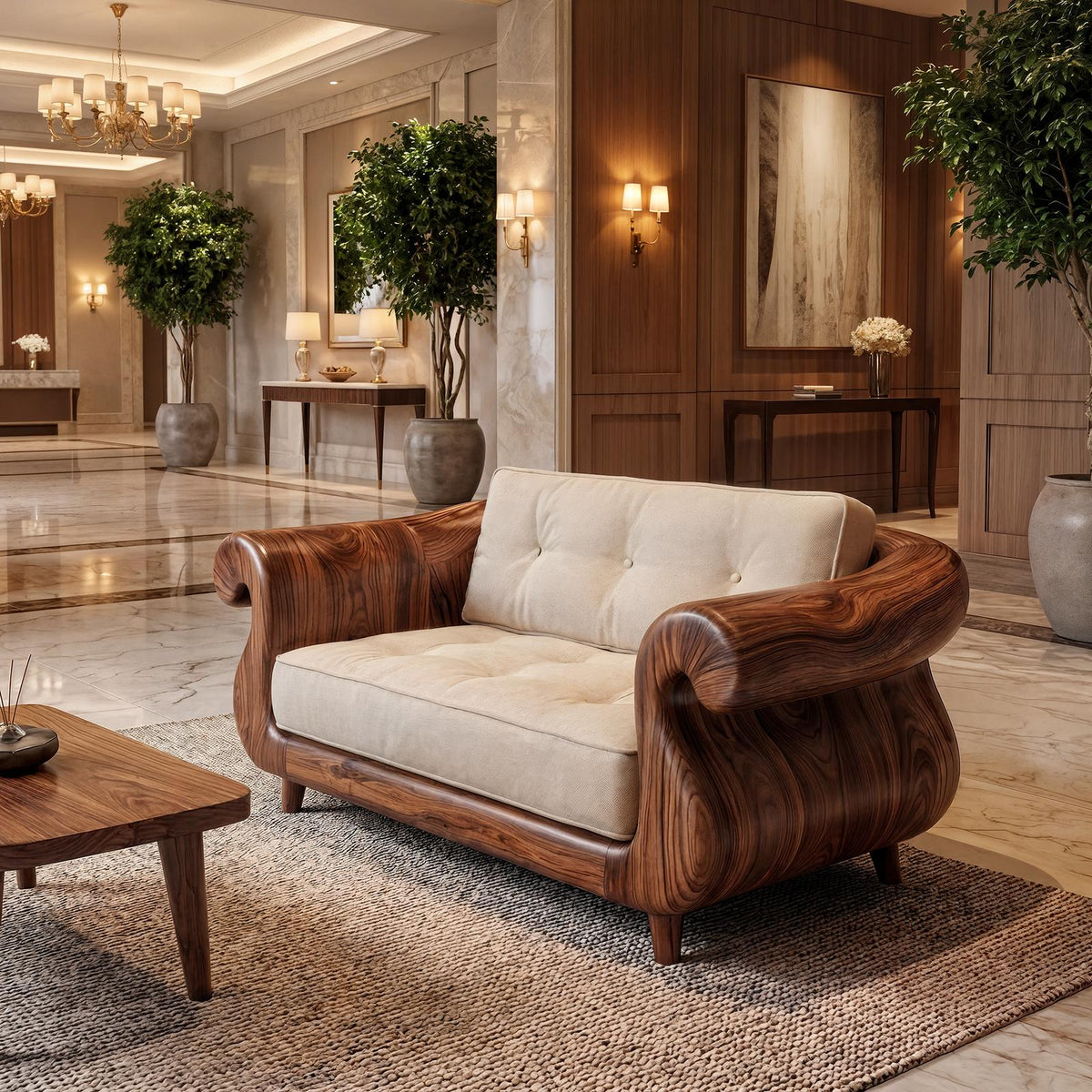 Handcrafted Armchair Nature Inspired Artistic Design For Living Room SINLKIAC027