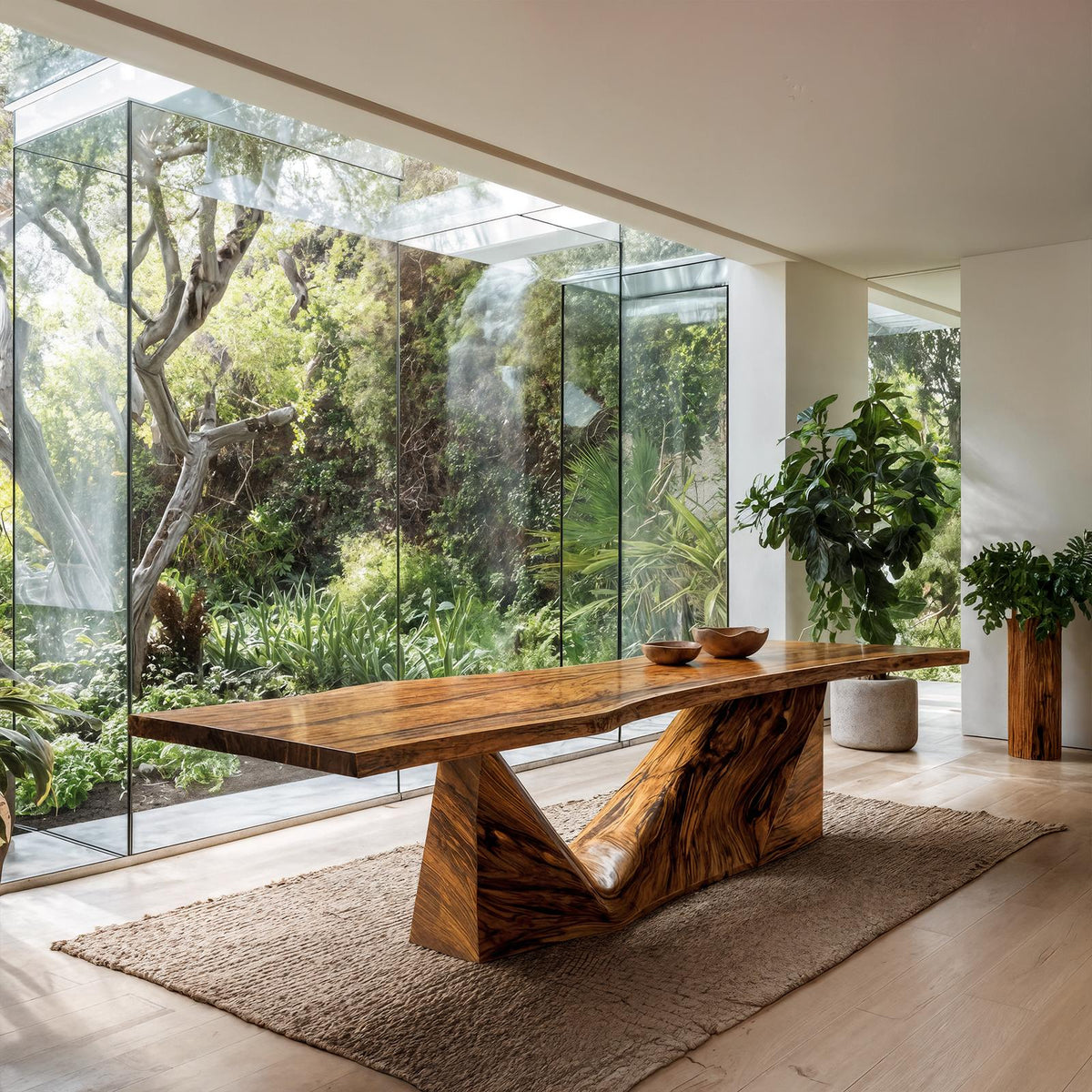 Organic Sculptural Dining Table, Handcrafted Solid Wood Statement Dining Room & Kitchen Wooden Table