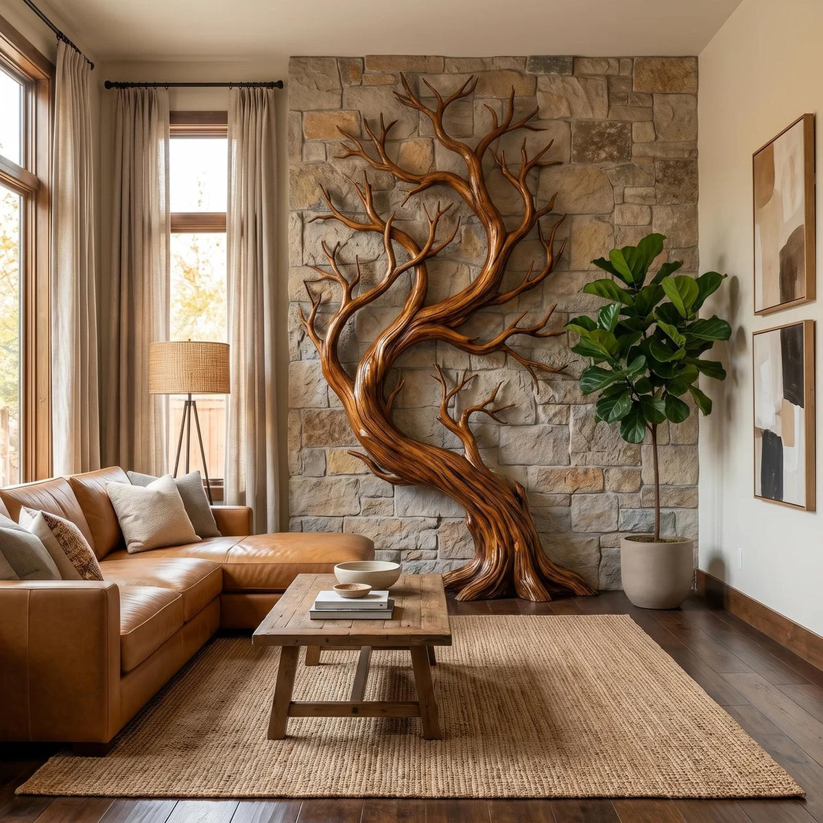 Rustic Tree Wall Art Sculpture Living Room And Hallway