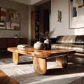 Minimal Coffee Table With Organic Pedestal Base For Living Room