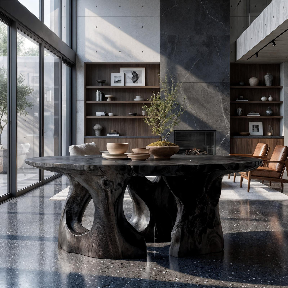 Contemporary Round Dining Table With Abstract Cutout Design For Dining Room And Kitchen SINLKIDN224