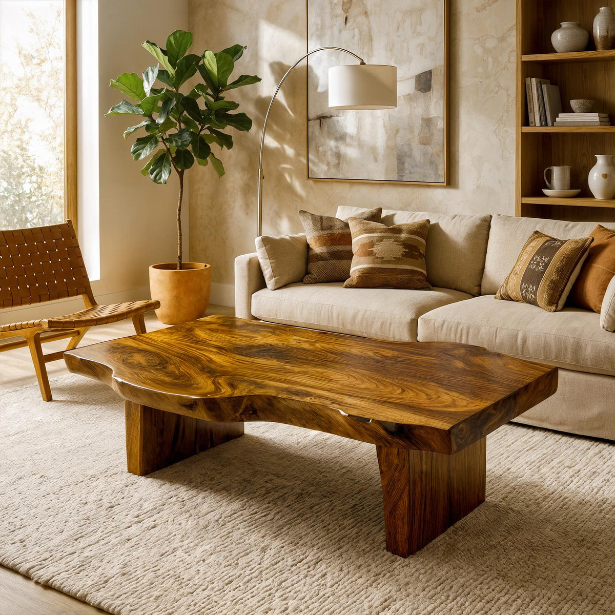 Spry Interior Farmhouse Solid Wood Coffee Table, Rustic Square Center Accent Table for Cozy Living Room, Handcrafted Wood, SINLKICF341