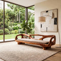 Organic Sculptural Sofa Frame, Curved Open Arm Solid Wood Couch Frame for Living Room