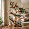 Rustic Tree Plant Shelf Indoor Green Display Living Room