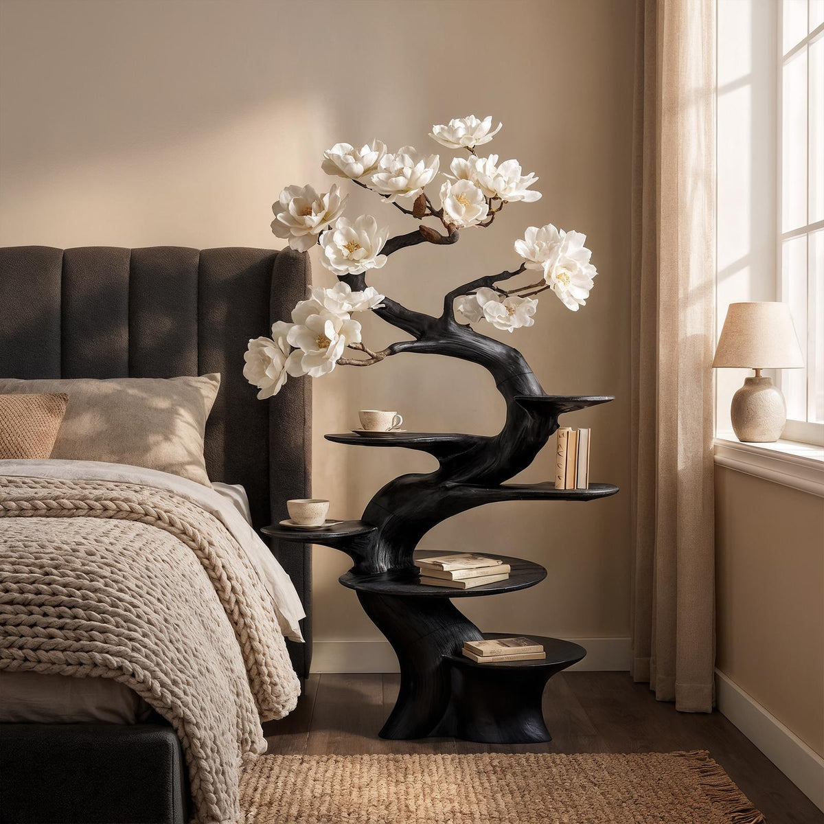 Organic Modern Sculptural Floor Display Shelf For Living Room SINLKIBT174
