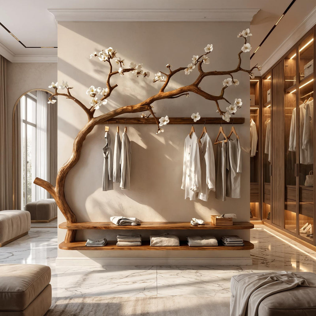 Scandinavian Tree Wardrobe Solid Wood Handcrafted Bedroom Organizer