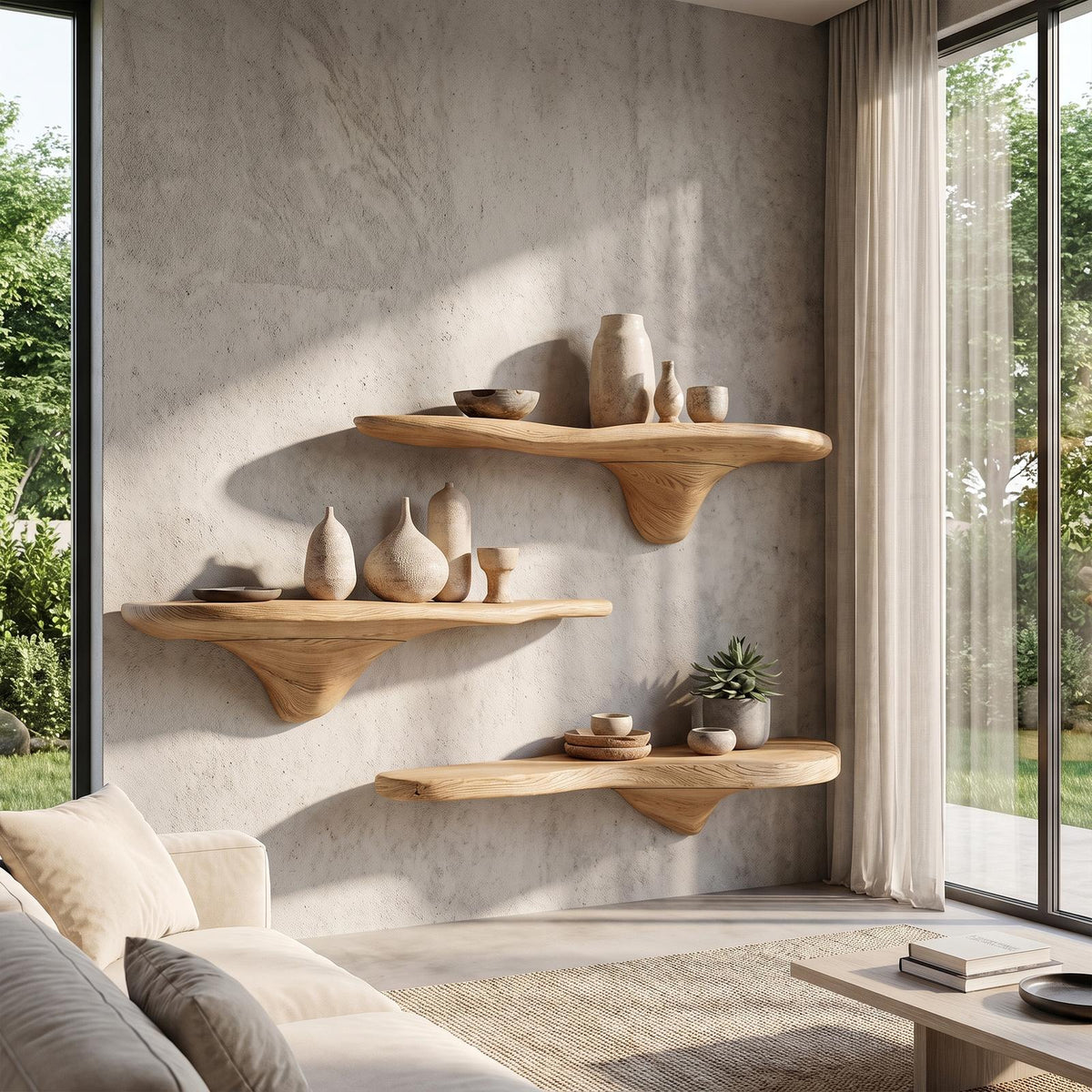 Rustic Mushroom Wall Shelf Entryway
