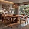 Handcrafted Round Dining Table Nature Inspired Design For Dining Room