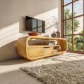 Minimalist Solid Wood TV Stand Cabinet, Modern Low Profile Media Console Table for Living Room Decor